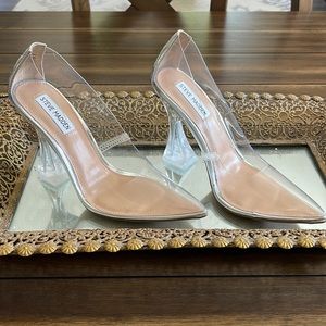 Steve Madden Zana Clear Point Toe Flared Heel Pumps